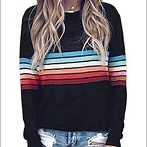 BLACK & RAINBOW LONGSLEEVE TEE!! SIZE MED!
